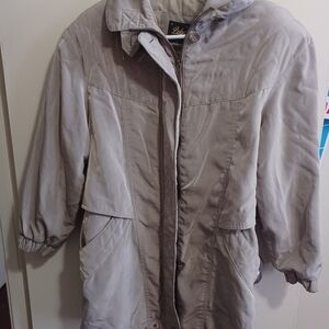 VTG Luba Paris Women's Metallic Khaki Spring Fall Coat Jacket Lagenlook